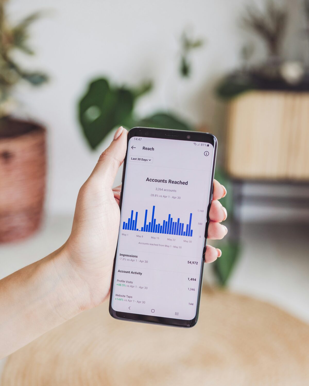 Person holding a phone for paid search campaign for new leads