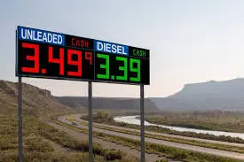 Fuel price sign off highway in USA