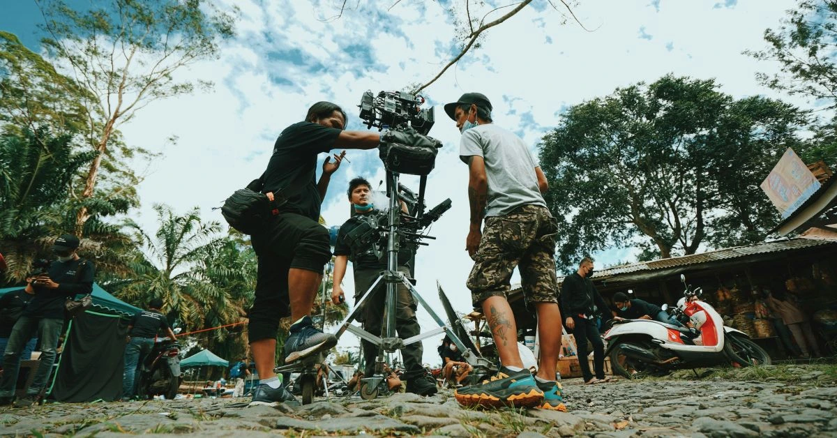 Team working on a video set in Nashville